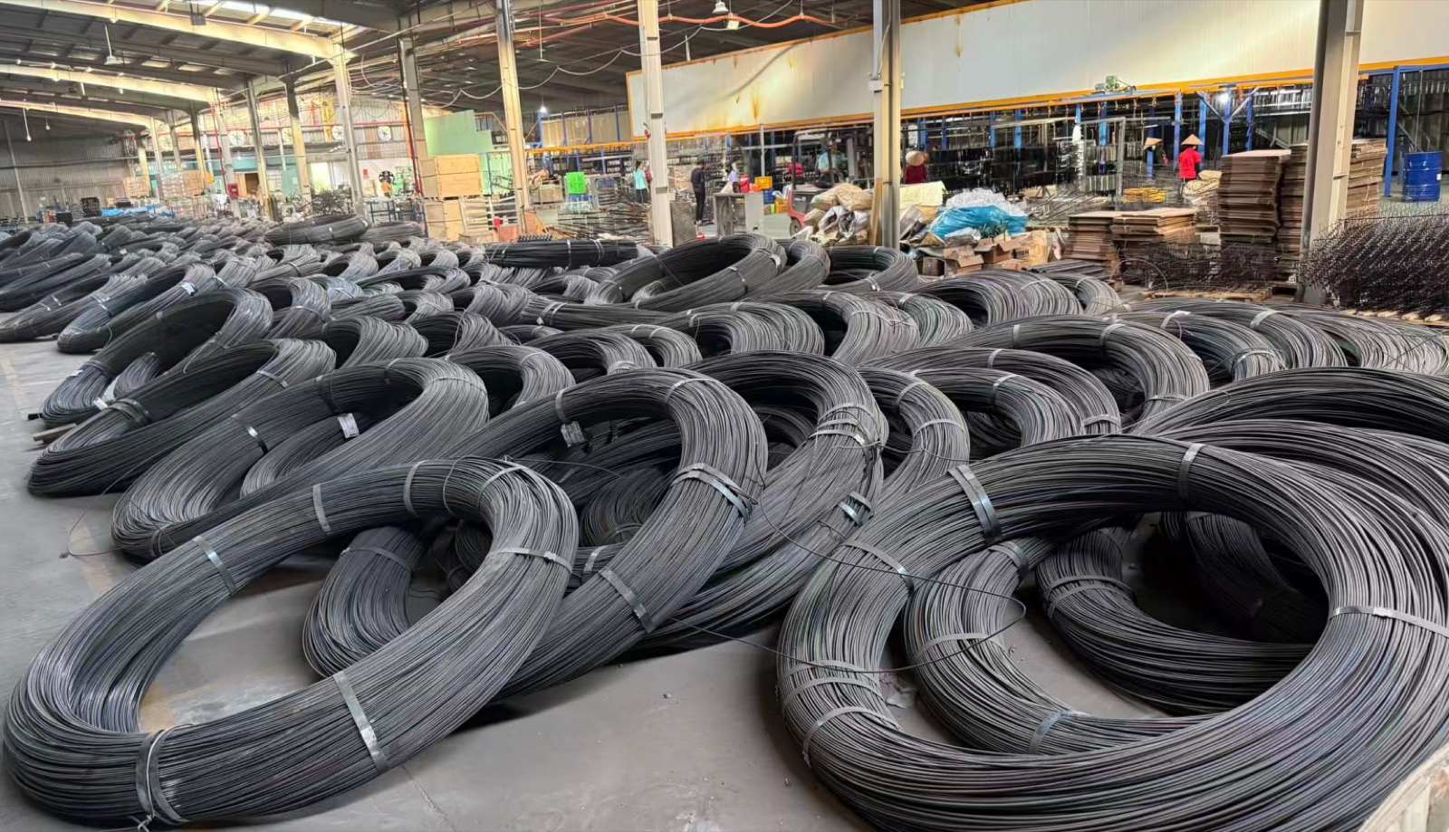 Steel wire coils prepared at the VTS Spring production facility